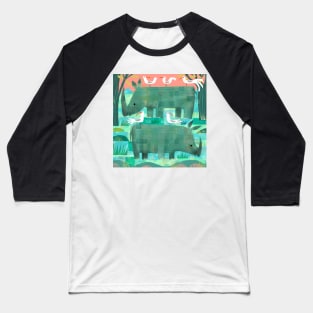 Rhinos and Birds Baseball T-Shirt